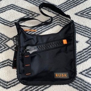 Rusk Black Utility Crossbody Bag Chunky Zippers O/S